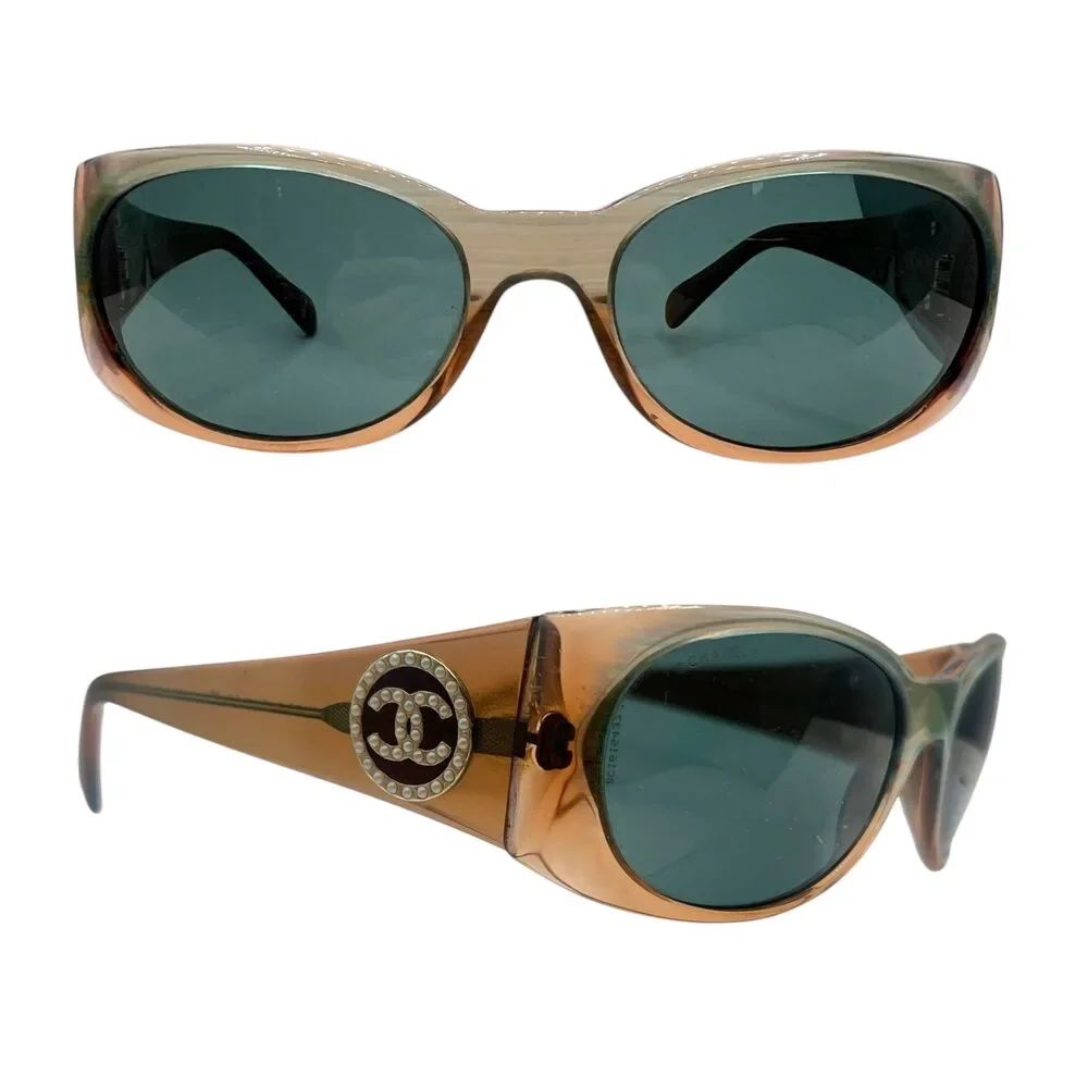 Chanel 5082-H Brown Iridescent CC Pearl Logo Oval Sunglasses
